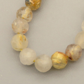 Natural Golden Sunstone Beads Strands,Round,Faceted,Cream Color,3.5-4mm,Hole:0.8mm,about  95 pcs/strand,about 9 g/strand,5 strands/package,14.96"(38cm),XBGB05072vhha-L020