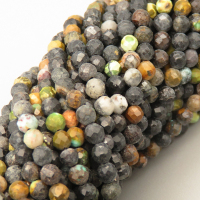 Natural Phoenix Turquoise Beads Strands,Round,Faceted,Black,3mm,Hole:0.5mm,about  126 pcs/strand,about 6 g/strand,5 strands/package,14.96"(38cm),XBGB05084bbov-L020