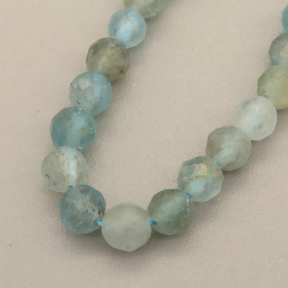 Natural Aquamarine Beads Strands,Round,Faceted,Light Blue,3.5mm,Hole:0.8mm,about  108 pcs/strand,about 8 g/strand,5 strands/package,14.96"(38cm),XBGB05086bbov-L020