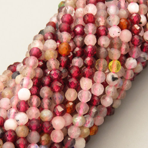 Natural Colorful Crystal Beads Strands,Round,Faceted,Color Mixing,3mm,Hole:0.5mm,about  126 pcs/strand,about 6 g/strand,5 strands/package,14.96"(38cm),XBGB05088bbov-L020