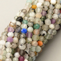 Natural Colorful Crystal Beads Strands,Round,Faceted,Color Mixing,2-2.5mm,Hole:0.5mm,about  152 pcs/strand,about 5 g/strand,5 strands/package,14.96"(38cm),XBGB05094vbmb-L020