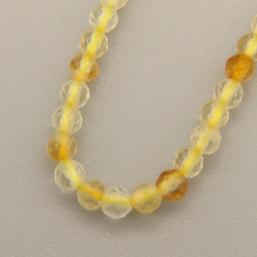 Natural Citrine Beads Strands,Round,Faceted,Light Yellow,2mm,Hole:0.5mm,about  190 pcs/strand,about 4 g/strand,5 strands/package,14.96"(38cm),XBGB05096vbmb-L020