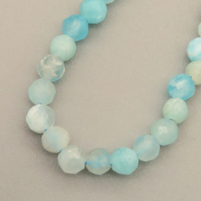 Natural Amazonite Beads Strands,Round,Faceted,Sea Blue,3mm,Hole:0.5mm,about  126 pcs/strand,about 6 g/strand,5 strands/package,14.96"(38cm),XBGB05098bbov-L020