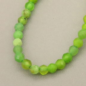 Natural Agate Beads Strands,Round,Faceted,Green,Dyed,2mm,Hole:0.5mm,about  190 pcs/strand,about 4 g/strand,5 strands/package,14.96"(38cm),XBGB05100vbmb-L020