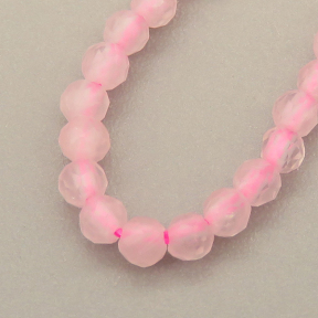 Natural Rose Quartz Beads Strands,Round,Faceted,Pink,3mm,Hole:0.8mm,about  126 pcs/strand,about 6 g/strand,5 strands/package,14.96"(38cm),XBGB05106bbov-L020