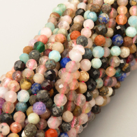 Natural Colorful Crystal Beads Strands,Round,Faceted,Color Mixing,4mm,Hole:0.8mm,about  95 pcs/strand,about 9 g/strand,5 strands/package,14.96"(38cm),XBGB05110vhha-L020