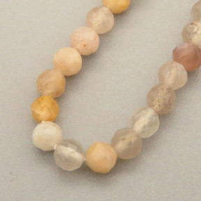 Natural Golden Sunstone Beads Strands,Round,Faceted,Cream Color,3mm,Hole:0.5mm,about  126 pcs/strand,about 6 g/strand,5 strands/package,14.96"(38cm),XBGB05116bbov-L020