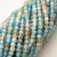 Natural Blue Apatite Beads Strands,Oblate Beads,Faceted,Blue,3x4mm,Hole:0.8mm,about  95 pcs/strand,about 9 g/strand,5 strands/package,14.96"(38cm),XBGB05118ahjb-L020