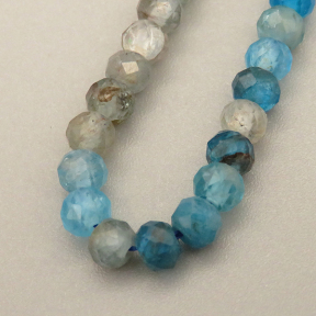 Natural Blue Apatite Beads Strands,Oblate Beads,Faceted,Blue,3x4mm,Hole:0.8mm,about  95 pcs/strand,about 9 g/strand,5 strands/package,14.96"(38cm),XBGB05118ahjb-L020