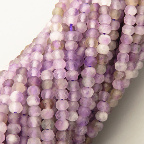 Natural Amethyst Beads Strands,Oblate Beads,Faceted,Purple,2x3mm,Hole:0.5mm,about  126 pcs/strand,about 6 g/strand,5 strands/package,14.96"(38cm),XBGB05126ahlv-L020