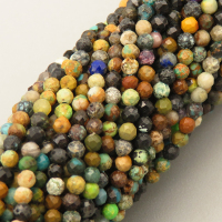 Natural Phoenix Turquoise Beads Strands,Round,Faceted,Color Mixing,2mm,Hole:0.5mm,about  190 pcs/strand,about 4 g/strand,5 strands/package,14.96"(38cm),XBGB05130vbmb-L020