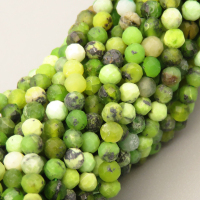 Natural Turquoise(Jasper) Beads Strands,Round,Faceted,Grass Green,3mm,Hole:0.8mm,about  126 pcs/strand,about 6 g/strand,5 strands/package,14.96"(38cm),XBGB05132bbov-L020