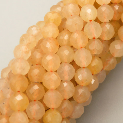 Natural Yellow Aventurine Beads Strands,Round,Faceted,Light Orange,4-4.5mm,Hole:1mm,about  84 pcs/strand,about 15 g/strand,5 strands/package,14.96"(38cm),XBGB05136vhha-L020