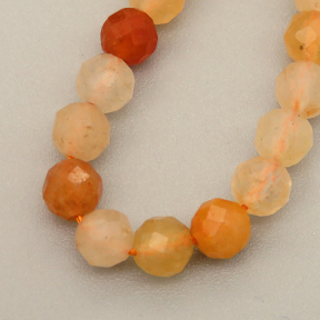 Natural Yellow Aventurine Beads Strands,Round,Faceted,Orange Red,4mm,Hole:1mm,about  95 pcs/strand,about 9 g/strand,5 strands/package,14.96"(38cm),XBGB05138vhha-L020