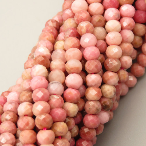 Natural Rhodochrosite Beads Strands,Oblate Beads,Faceted,Pink Purple,3x4mm,Hole:0.8mm,about  95 pcs/strand,about 9 g/strand,5 strands/package,14.96"(38cm),XBGB05144ahlv-L020