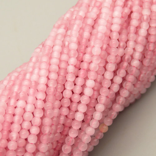 Cat Eye Beads Strands,Round,Pink,Dyed,2mm,Hole:0.5mm,about  190 pcs/strand,about 4 g/strand,5 strands/package,14.96"(38cm),XBGB05154baka-L020