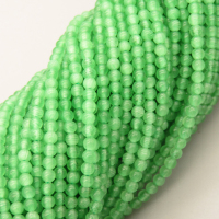Cat Eye Beads Strands,Round,Grass Green,Dyed,2mm,Hole:0.5mm,about  190 pcs/strand,about 4 g/strand,5 strands/package,14.96"(38cm),XBGB05160baka-L020