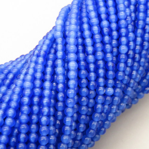 Cat Eye Beads Strands,Round,Royal Blue,Dyed,2mm,Hole:0.5mm,about  190 pcs/strand,about 4 g/strand,5 strands/package,14.96"(38cm),XBGB05164baka-L020