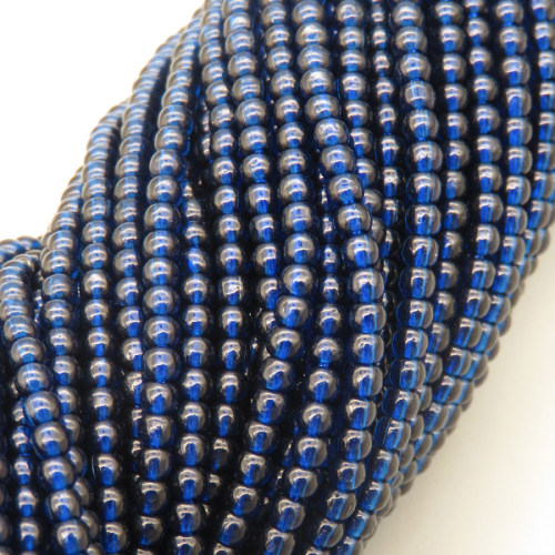 Cat Eye Beads Strands,Round,Navy Blue,Dyed,1.5x2mm,Hole:0.5mm,about  190 pcs/strand,about 4 g/strand,5 strands/package,14.96"(38cm),XBGB05170baka-L020