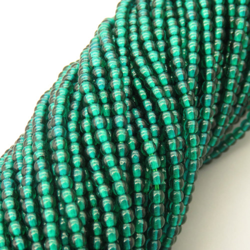 Cat Eye Beads Strands,Oblate Beads,Dark Green,Dyed,1.5x2mm,Hole:0.5mm,about  190 pcs/strand,about 4 g/strand,5 strands/package,14.96"(38cm),XBGB05172baka-L020