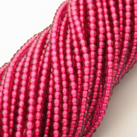 Cat Eye Beads Strands,Oblate Beads,Rose Red,Dyed,1.5x2mm,Hole:0.5mm,about  190 pcs/strand,about 4 g/strand,5 strands/package,14.96"(38cm),XBGB05174baka-L020