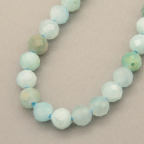 Natural Amazonite Beads Strands,Round,Faceted,Light Blue,4mm,Hole:0.8mm,about  95 pcs/strand,about 9 g/strand,5 strands/package,14.96"(38cm),XBGB05184vhha-L020