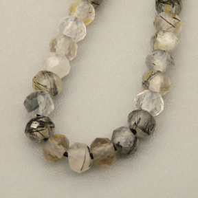 Natural Golden Rutilated Quartz Beads Strands,Oblate Beads,Faceted,White Black,2x3mm,Hole:0.8mm ,about  126 pcs/strand,about 6 g/strand,5 strands/package,14.96"(38cm),XBGB05208ahjb-L020