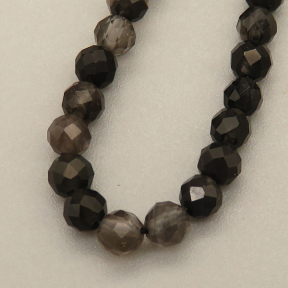 Natural Smoky Quartz Beads Strands,Round,Faceted,Black,3mm,Hole:0.8mm,about  126 pcs/strand,about 6 g/strand,5 strands/package,14.96"(38cm),XBGB05216bbov-L020