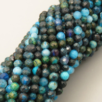 Natural Apatite Beads Strands,Round,Faceted,Navy Blue,2.5mm,Hole:0.5mm,about 152 pcs/strand,about 5 g/strand,5 strands/package,14.96"(38cm),XBGB05264vbmb-L020
