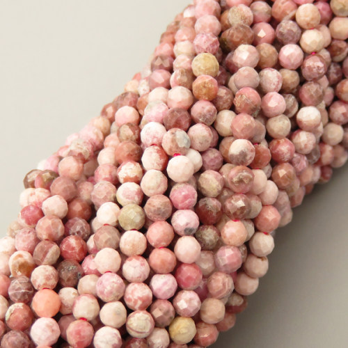 Natural Rhodochrosite Beads Strands,Round,Faceted,Fuchsia,2.5-3mm,Hole:0.5mm,about 126 pcs/strand,about 6 g/strand,5 strands/package,14.96"(38cm),XBGB05266vbmb-L020