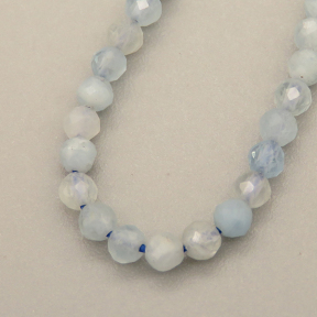 Natural Aquamarine Beads Strands,Round,Faceted,Light Blue,2.5mm,Hole:0.5mm,about 152 pcs/strand,about 5 g/strand,5 strands/package,14.96"(38cm),XBGB05270vbmb-L020