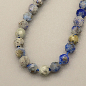 Natural Sodalite/Blue-veins Stone Beads Strands,Round,Faceted,Royal Blue,3mm,Hole:0.8mm,about 126 pcs/strand,about 6 g/strand,5 strands/package,14.96"(38cm),XBGB05278bbov-L020