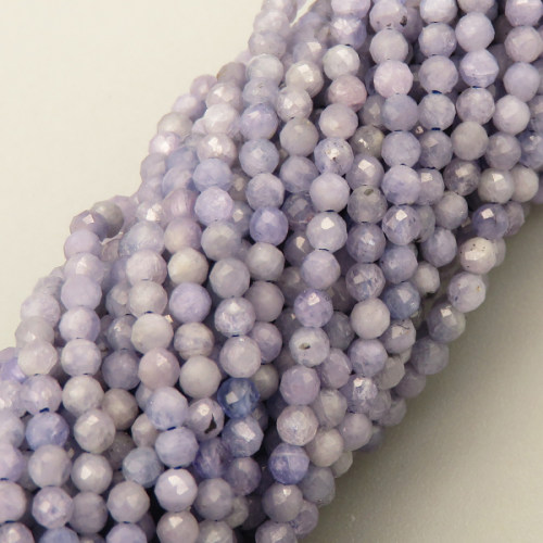 Natural Tanzanite Beads Strands,Round,Faceted,Purple Blue,2-2.5mm,Hole:0.5mm,about 152 pcs/strand,about 5 g/strand,5 strands/package,14.96"(38cm),XBGB05280vbmb-L020