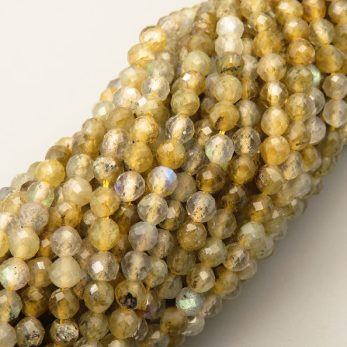 Natural Sunstone Beads Strands,Round,Faceted,Brownish Yellow,3-3.5mm,Hole:0.8mm,about 108 pcs/strand,about 8 g/strand,5 strands/package,14.96"(38cm),XBGB05286bbov-L020