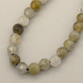 Natural Labradorite Beads Strands,Round,Faceted,Grayish Yellow,4mm,Hole:0.8mm,about 95 pcs/strand,about 9 g/strand,5 strands/package,14.96"(38cm),XBGB05292vhha-L020