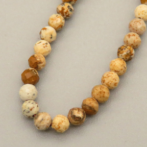 Natural Picture Jasper Beads Strands,Round,Faceted,Brownish Yellow,2.5mm,Hole:0.5mm,about 152 pcs/strand,about 5 g/strand,5 strands/package,14.96"(38cm),XBGB05300vbmb-L020