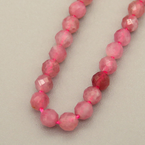 Natural Red Tourmaline Beads Strands,Round,Faceted,Pink ,2.5mm,Hole:0.5mm,about 152 pcs/strand,about 5 g/strand,5 strands/package,14.96"(38cm),XBGB05316vbmb-L020