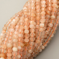 Natural Sunstone Beads Strands,Round,Faceted,Light Orange,3mm,Hole:0.8mm,about 126 pcs/strand,about 6 g/strand,5 strands/package,14.96"(38cm),XBGB05322bbov-L020