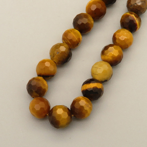 Natural Tiger Eye A Beads Strands,Round,Faceted,Gold,6mm,Hole:1mm,about 63 pcs/strand,about 22 g/strand,5 strands/package,14.96"(38cm),XBGB05330ahlv-L020
