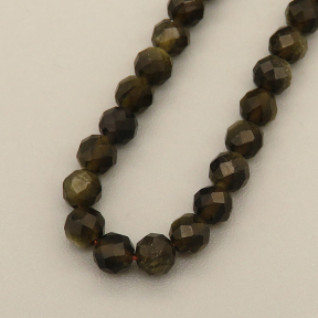 Natural Obsidian Beads Strands,Round,Faceted,Brown,3.5mm,Hole:0.8mm,about 108 pcs/strand,about 8 g/strand,5 strands/package,14.96"(38cm),XBGB05338bbov-L020