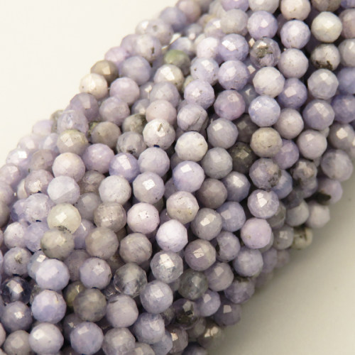 Natural Tanzanite Beads Strands,Round,Faceted,Light Blue,3mm,Hole:0.8mm,about 126 pcs/strand,about 6 g/strand,5 strands/package,14.96"(38cm),XBGB05346bbov-L020