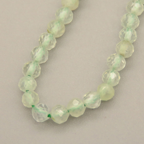 Natural Prehnite Beads Strands,Round,Faceted,Light Green,2.5-3mm,Hole:0.8mm,about 126 pcs/strand,about 6 g/strand,5 strands/package,14.96"(38cm),XBGB05350bbov-L020