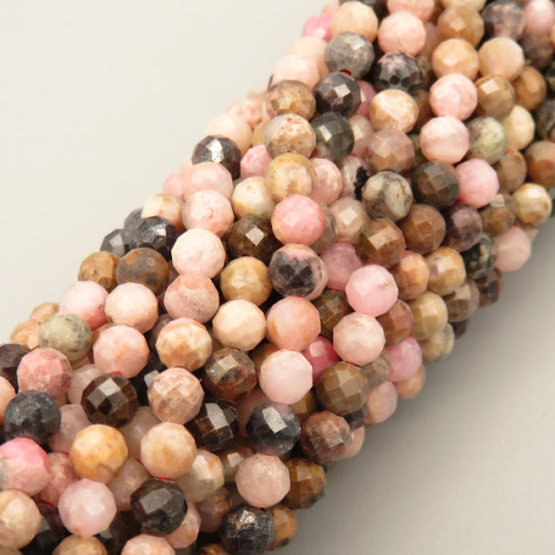 Natural Tourmaline Beads Strands,Round,Faceted,Pink Purple,4mm,Hole:0.8mm,about 95 pcs/strand,about 9 g/strand,5 strands/package,14.96"(38cm),XBGB05356vhha-L020