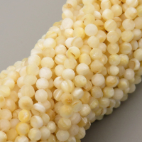 Natural Shell Beads Strands,Round,Faceted,Cream Color,3.5mm,Hole:0.8mm,about 108 pcs/strand,about 8 g/strand,5 strands/package,14.96"(38cm),XBSP01188bbov-L020