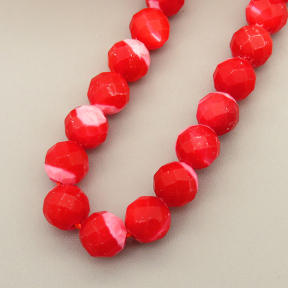 Natural Red Shell Beads Strands,Round,Faceted,Red,6mm,Hole:1mm,about 63 pcs/strand,about 22 g/strand,5 strands/package,14.96"(38cm),XBSP01192vhha-L020