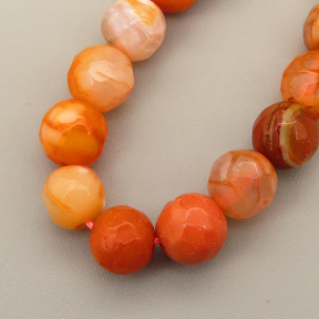 Natural Fire Agate Beads Strands,Round,Faceted,Orange,6mm,Hole:0.8mm,about 63 pcs/strand,about 22 g/strand,5 strands/package,14.96"(38cm),XBGB05362vbnb-L020