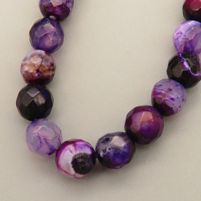 Natural Agate Beads Strands,Round,Faceted,Purple,6mm,Hole:0.8mm,about 63 pcs/strand,about 22 g/strand,5 strands/package,14.96"(38cm),XBGB05364vbnb-L020