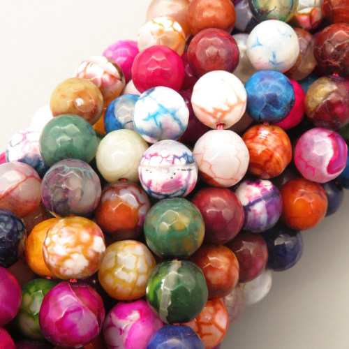 Natural Fire Agate Beads Strands,Round,Faceted,Color Mixing,8mm,Hole:1mm,about 47 pcs/strand,about 36 g/strand,5 strands/package,14.96"(38cm),XBGB05366bbov-L020