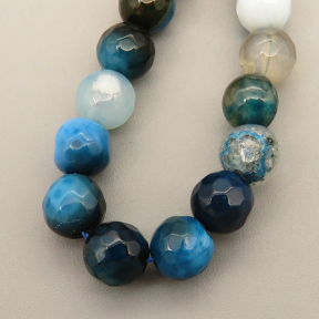 Natural Agate Beads Strands,Round,Faceted,Navy Blue,12mm,Hole:1.5mm,about 31 pcs/strand,about 80 g/strand,5 strands/package,14.96"(38cm),XBGB05372bhia-L020