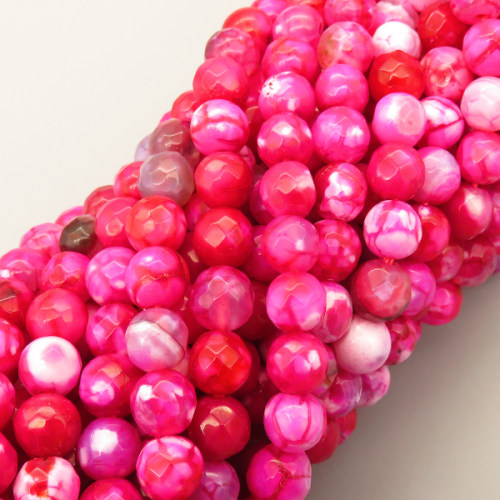 Natural Agate Beads Strands,Round,Faceted,Dark Pink,6mm,Hole:0.8mm,about 63 pcs/strand,about 22 g/strand,5 strands/package,14.96"(38cm),XBGB05374vbnb-L020